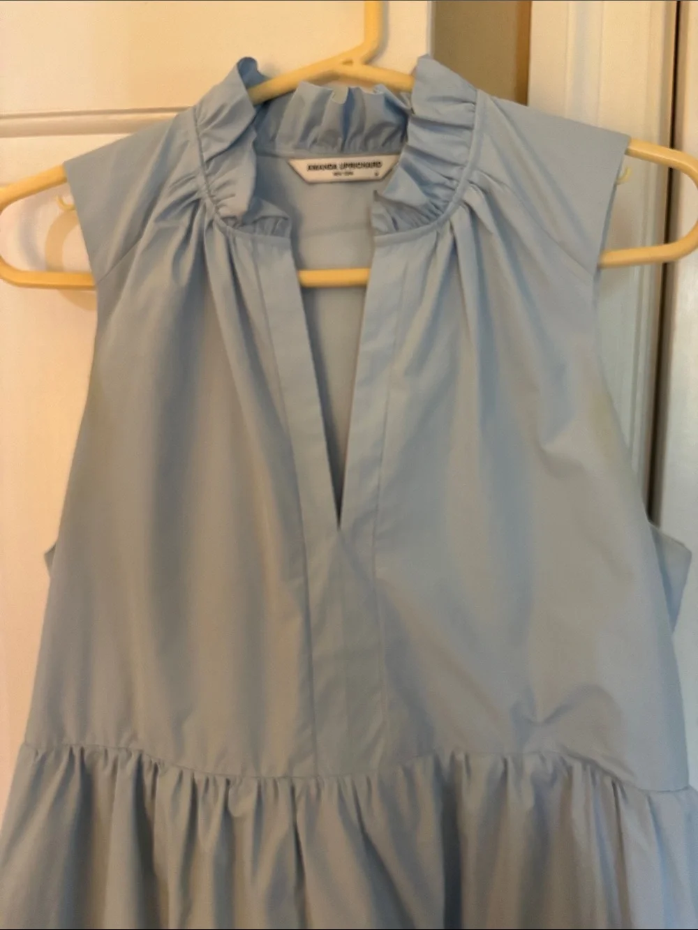 Amanda Uprichard Pale Blue Sleeveless Tiered Dress
